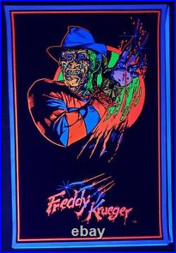 1984 A Nightmare On Elm Street Freddie Krueger Flocked Black Light Poster