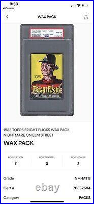 1988 Topps Fright Flicks Freddy Krueger Wax Pack PSA 8 Nightmare Elm Street RC