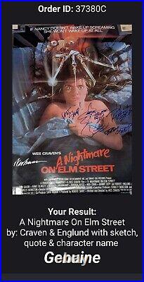 27x40 SIGNED NIGHTMARE ON ELM STREET POSTER by Wes Craven and Robert Englund