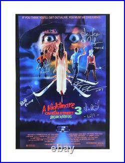 A3 Nightmare on Elm Street 3 Poster with Five Signatures 100% Authentic + COA