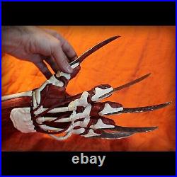 FREDDY KRUEGER Bone GLOVE Claw METAL and LEATHER Nightmare Elm Street COSPLAY KO