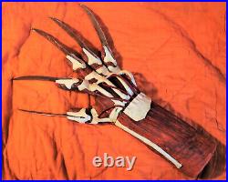 FREDDY KRUEGER Bone glove CLAW LEATHER AND METAL Nightmare Elm Street halloween