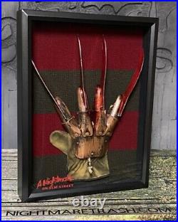 Nightmare On Elm Street Freddy Glove Display Frame Hat Sweater Horror Prop