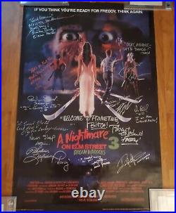 Robert Englund Cast Signed Original Video Poster A Nightmare On Elm Street 3